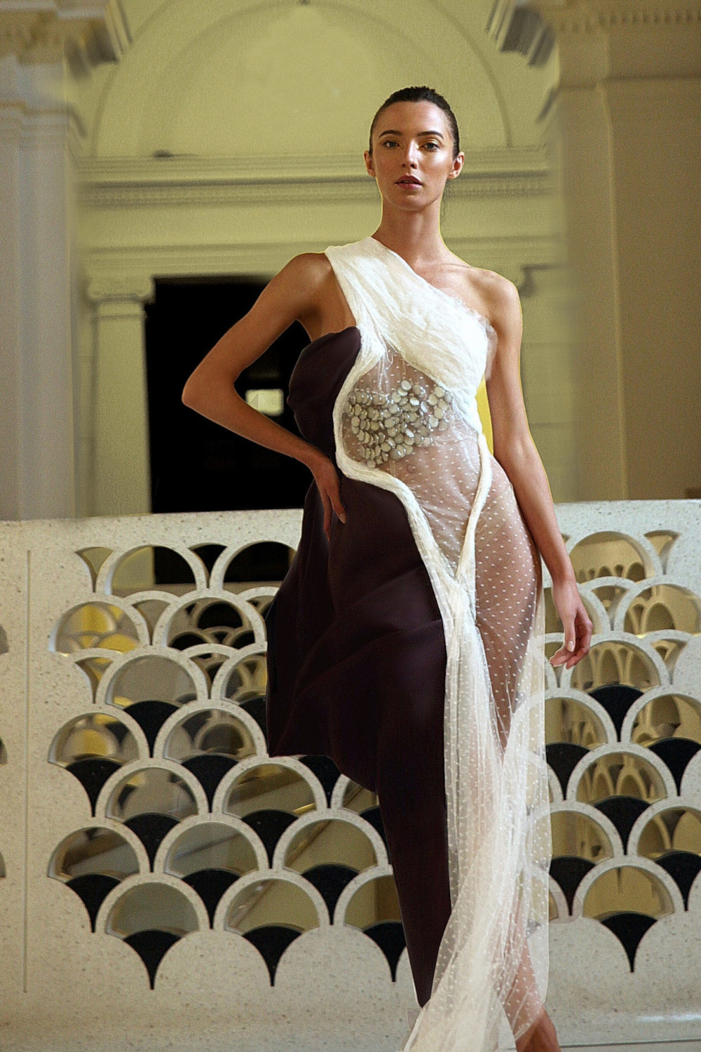 Angelo Fair Couture Dress White Silk