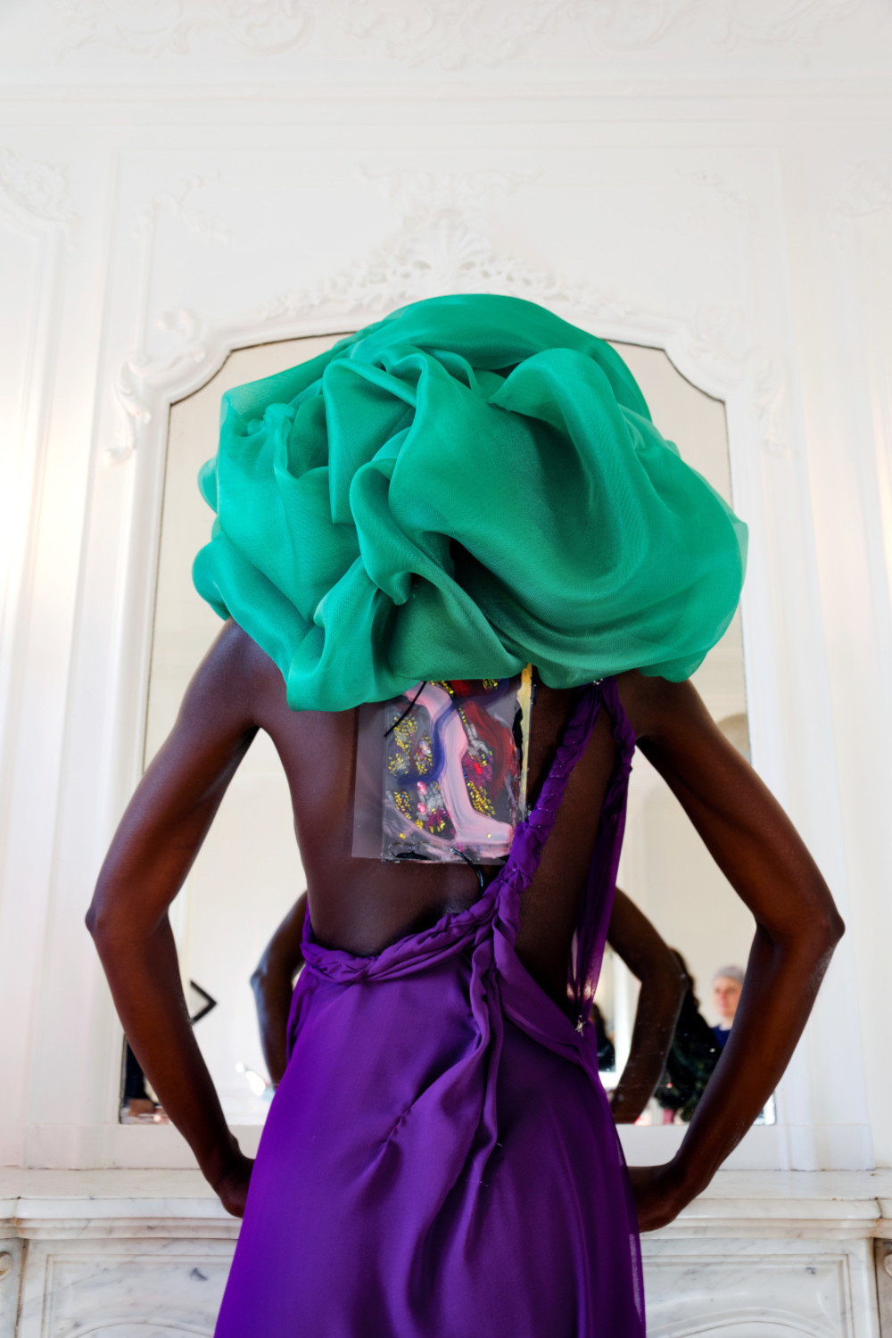 Angelo Fair Couture Purple Green silk Chiffon Dress Red Carpet