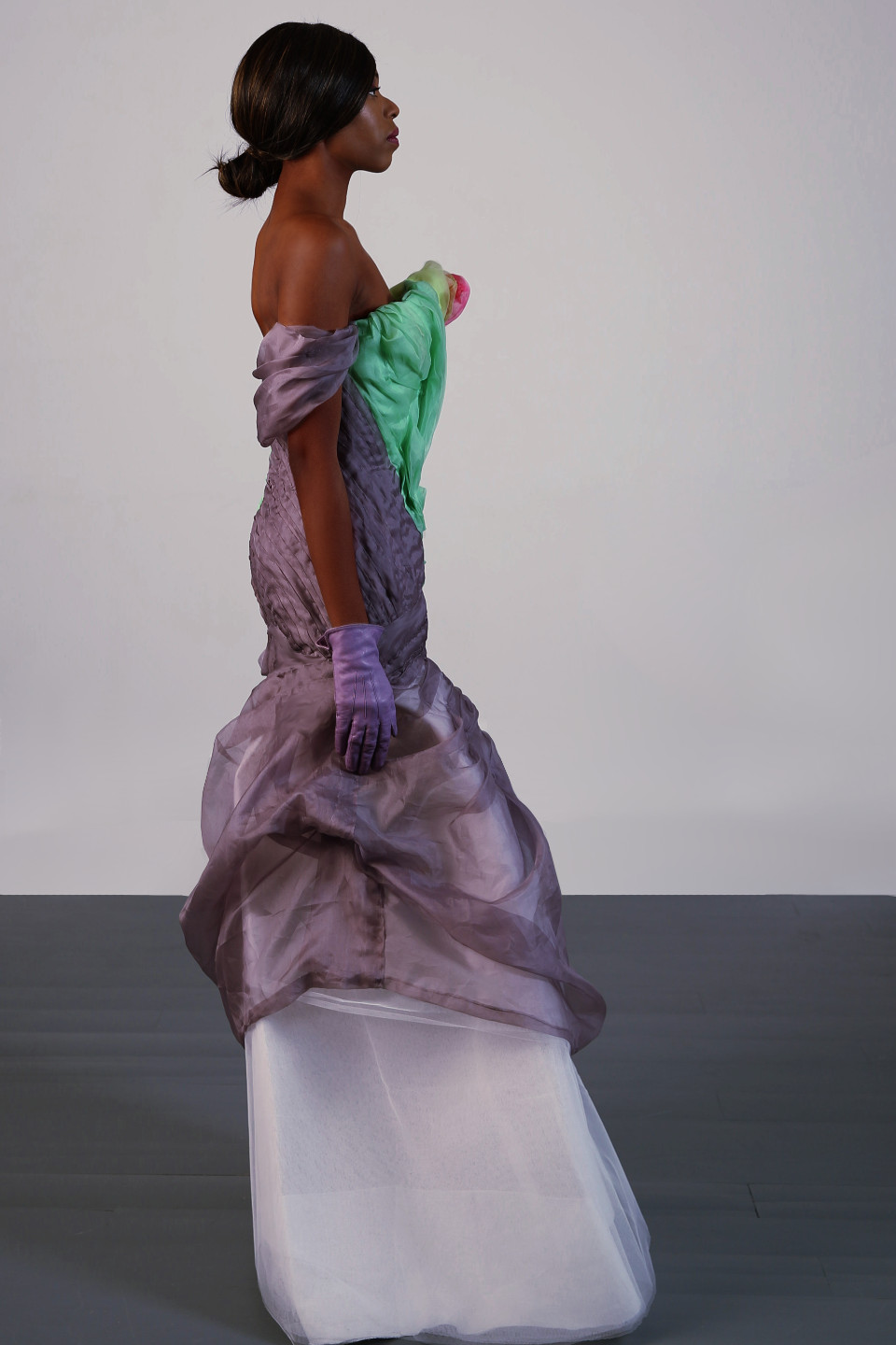 Luxury Silk Dress Lime Green Silk Strapless
Haute Couture Draped Dress